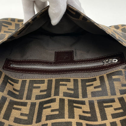 Fendi Zucca Pattern Mamma Baguette Shoulder Bag Canvas Brown — view 9