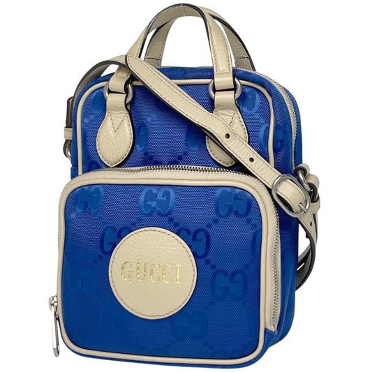 Gucci Off the Grid Shoulder Bag GG Pattern 2-Way Nylon Blue White