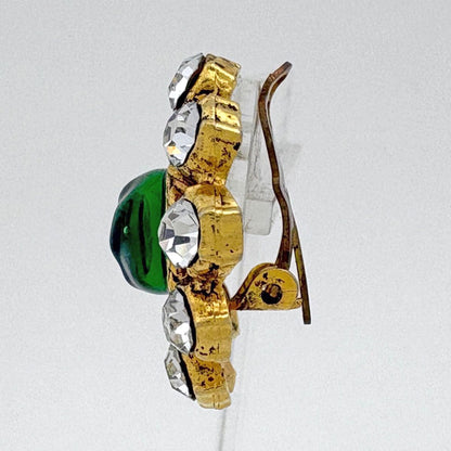 Chanel Colored Stone Earrings Gripoix Line Gold Green — view 2