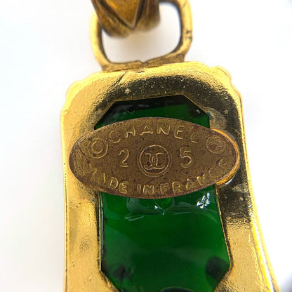 Chanel Color Stone Earrings Swing Gripoix Gold Plated Red Green — view 6