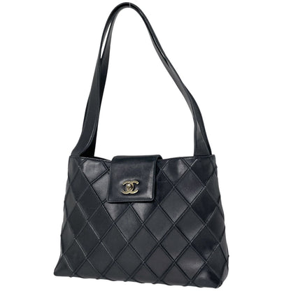 Chanel Cosmos Line Tote CC Logo Leather Black