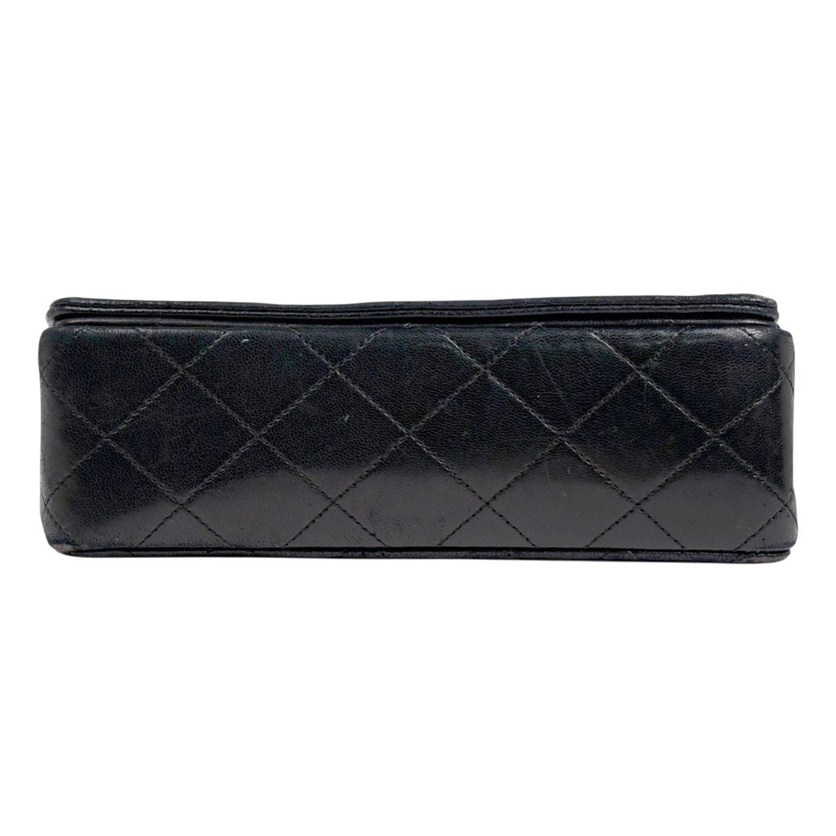 Chanel Mini Quilted Single Flap Chain CC Logo Shoulder Bag Leather Black — view 5