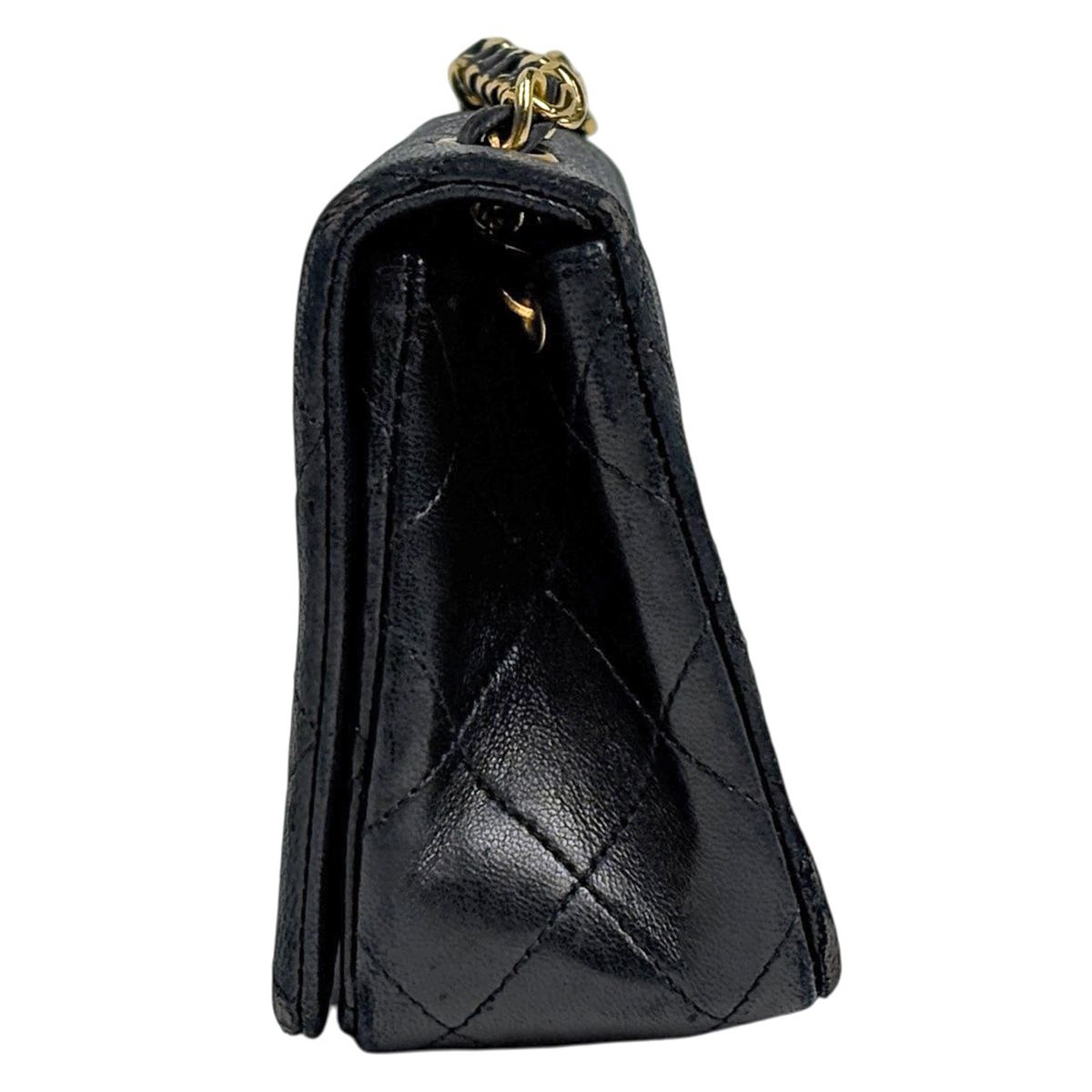 Chanel Mini Quilted Single Flap Chain CC Logo Shoulder Bag Leather Black — view 2