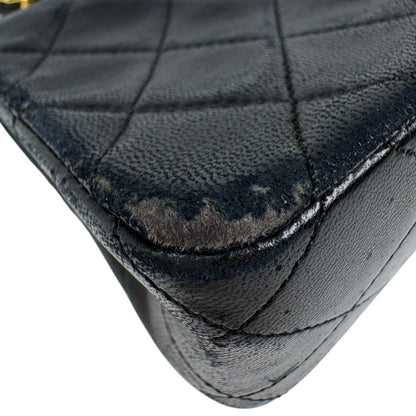 Chanel Mini Quilted Single Flap Chain CC Logo Shoulder Bag Leather Black — view 7