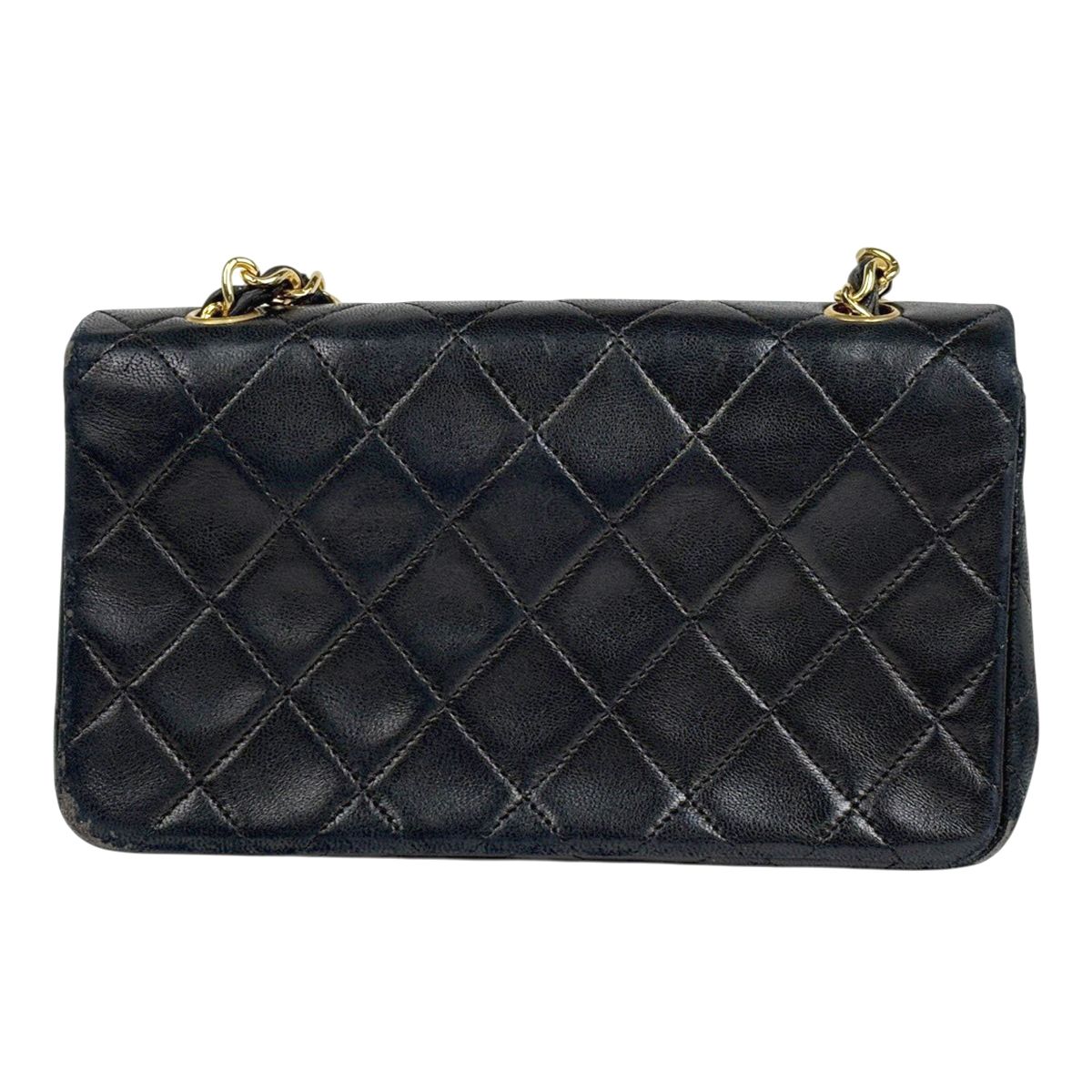 Chanel Mini Quilted Single Flap Chain CC Logo Shoulder Bag Leather Black — view 3