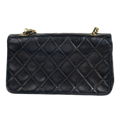 Chanel Mini Quilted Single Flap Chain CC Logo Shoulder Bag Leather Black — view 3