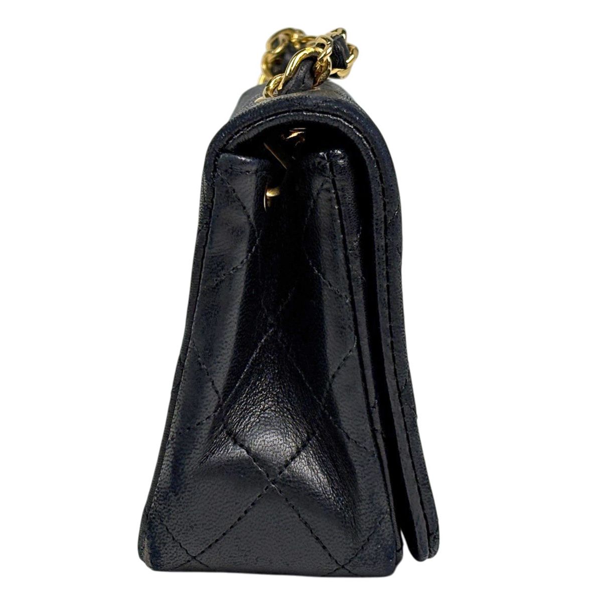 Chanel Mini Quilted Single Flap Chain CC Logo Shoulder Bag Leather Black — view 4