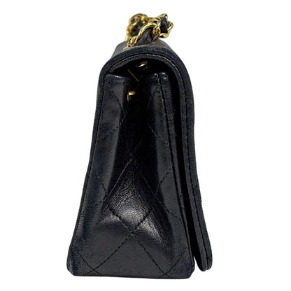 Chanel Mini Quilted Single Flap Chain CC Logo Shoulder Bag Leather Black — view 4