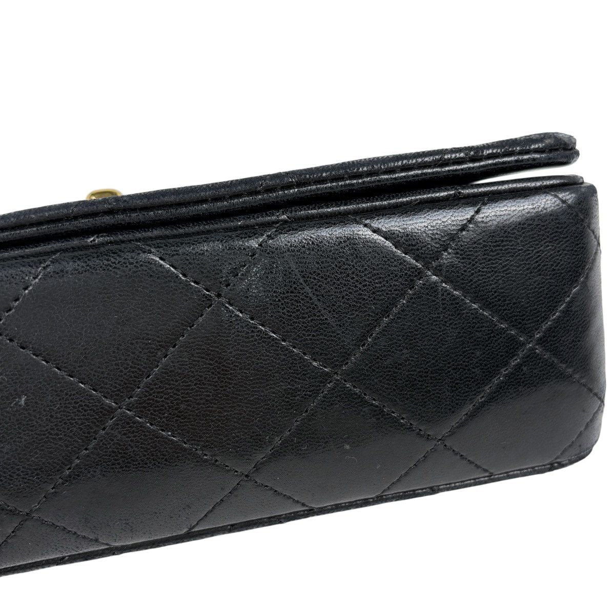 Chanel Mini Quilted Single Flap Chain CC Logo Shoulder Bag Leather Black — view 6