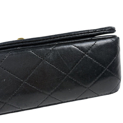 Chanel Mini Quilted Single Flap Chain CC Logo Shoulder Bag Leather Black — view 6