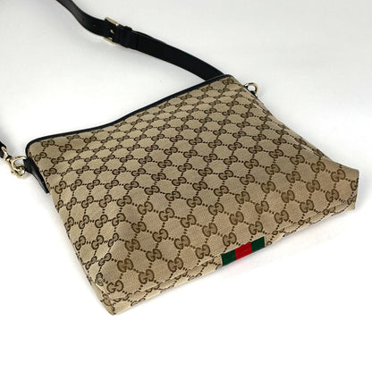 Gucci GG Pattern Shoulder Bag Sherry Line Web Canvas Beige Black — view 2