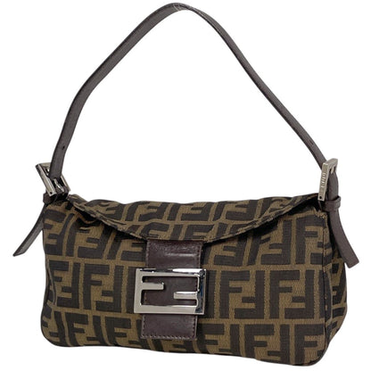 Fendi Zucca Pattern Shoulder Bag Canvas Brown