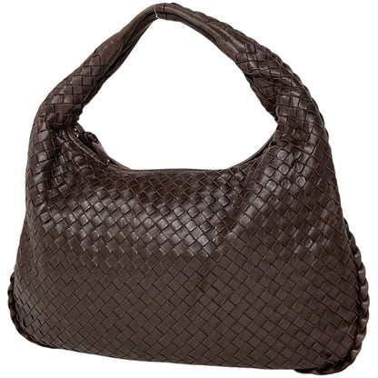Bottega Veneta Intrecciato Shoulder Bag Hobo Leather Brown