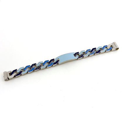 Louis Vuitton Bracelet Chain Links Monogram Metal Silver Blue — view 3