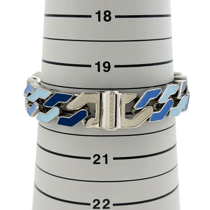 Louis Vuitton Bracelet Chain Links Monogram Metal Silver Blue — view 5