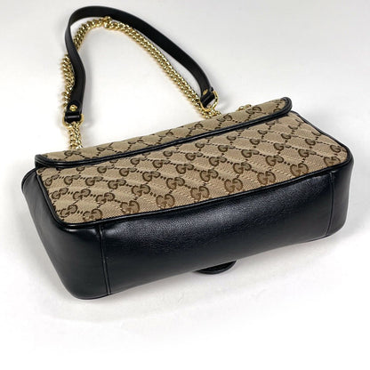 Gucci GG Marmont Quilted Small Shoulder Bag Pattern Canvas Beige Black — view 2