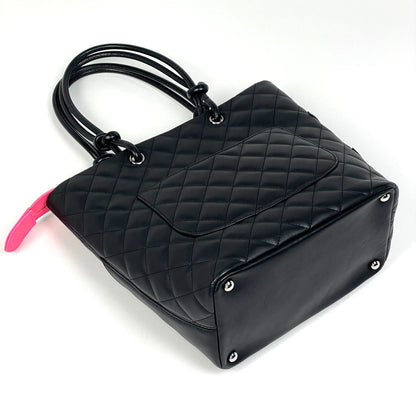 Chanel Cambon Line Tote CC Logo Handbag Leather Black — view 2
