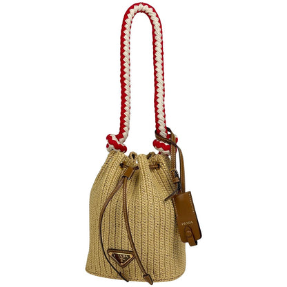 Prada Crochet Rope 2-Way Shoulder Bag Raffia Natural