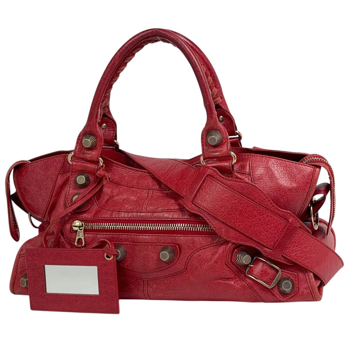 Balenciaga the Giant Part Time 2-Way Shoulder Bag Leather Red