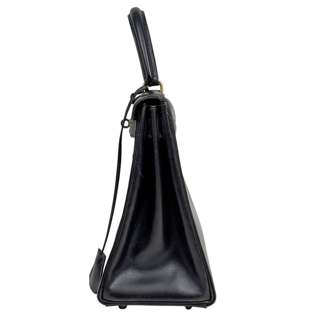 Hermes Kelly 28 Retourne 2-Way Shoulder Bag Box Calf Black — view 2