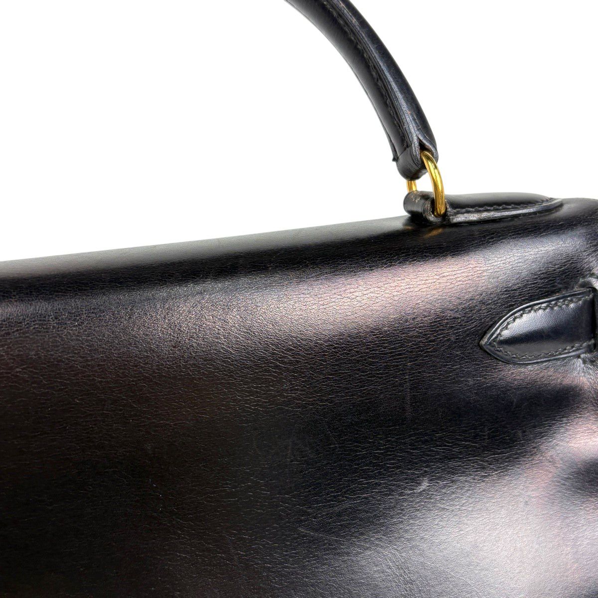 Hermes Kelly 28 Retourne 2-Way Shoulder Bag Box Calf Black — view 9