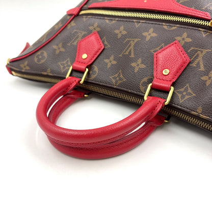 Louis Vuitton Tournelle PM Monogram Cerise Leather Brown Red Handbag Gold — view 5