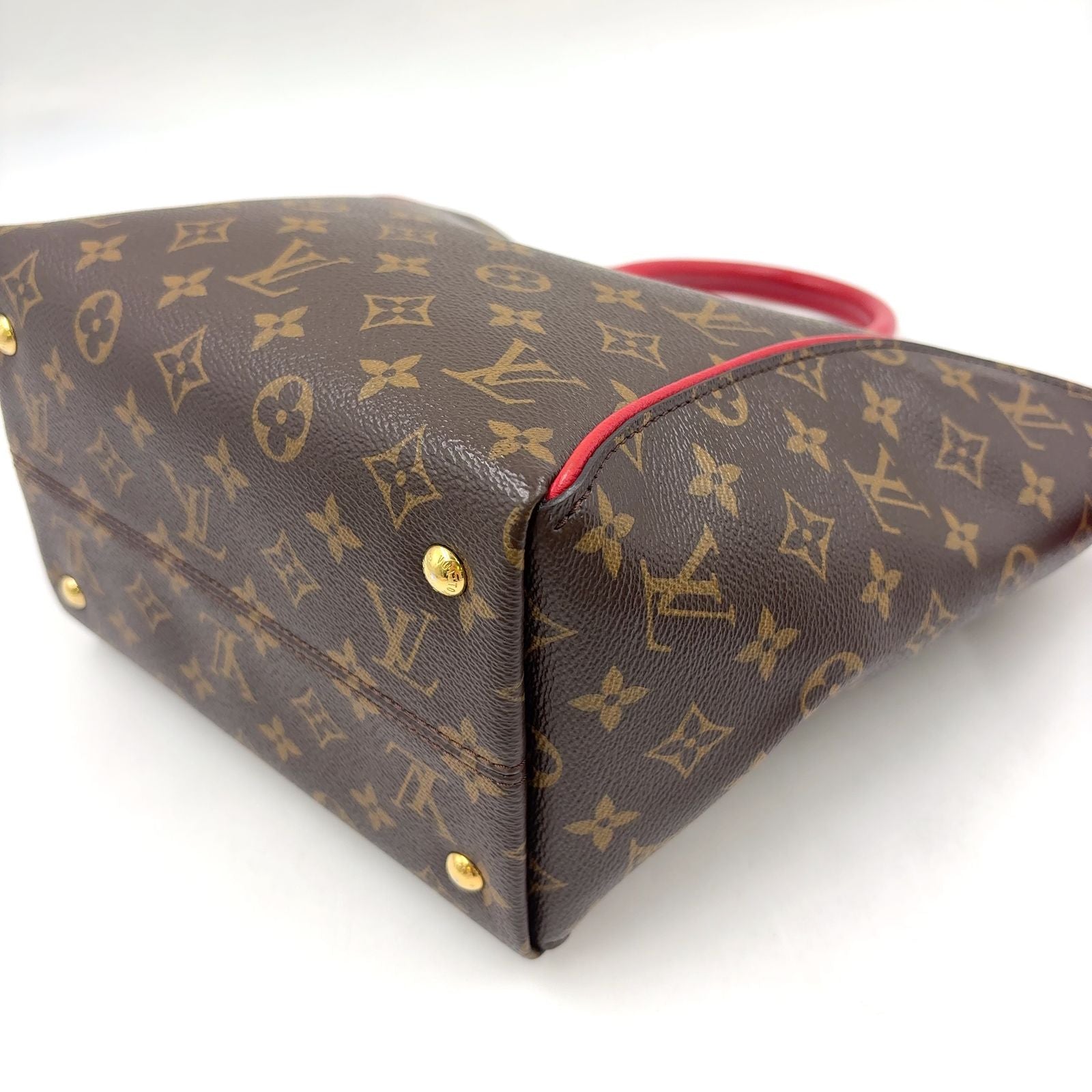 Louis Vuitton Tournelle PM Monogram Cerise Leather Brown Red Handbag Gold — view 9