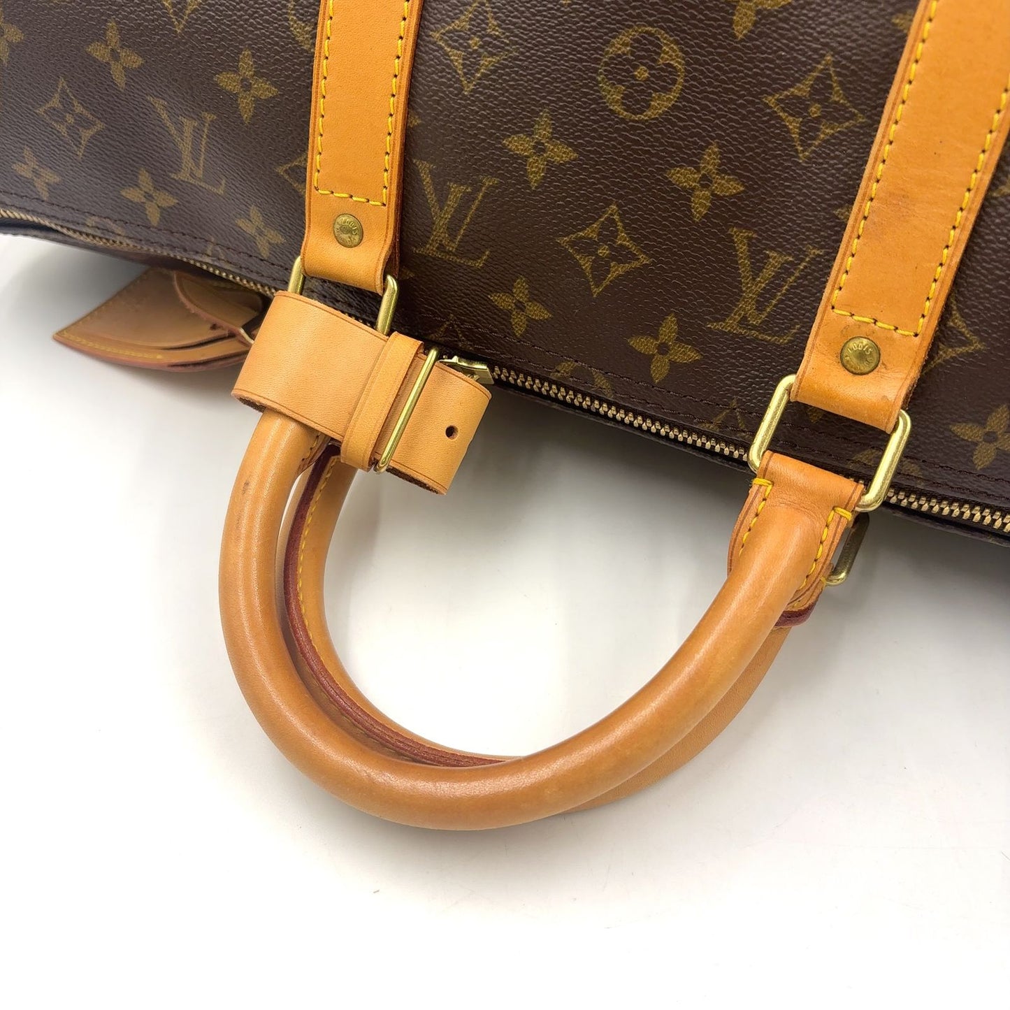 Louis Vuitton Keepall Bandouliere 50 Monogram Leather Brown Boston Bag Gold — view 5