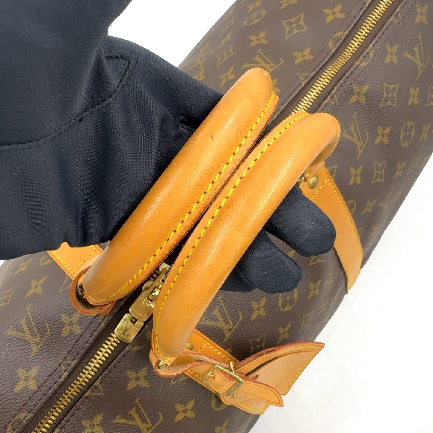 Louis Vuitton Keepall Bandouliere 50 Monogram Leather Brown Boston Bag Gold — view 6