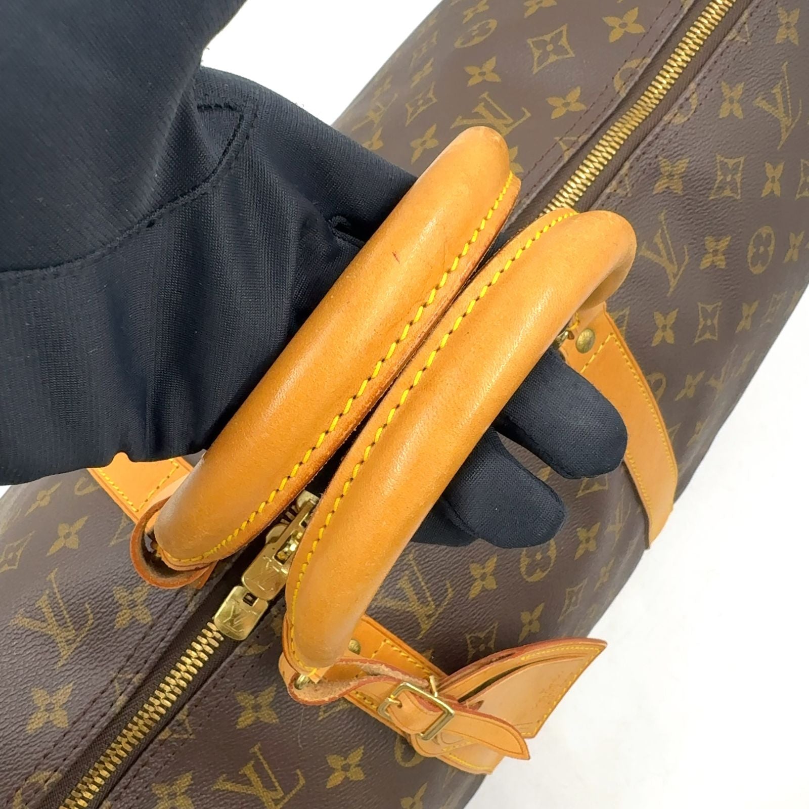 Louis Vuitton Keepall Bandouliere 50 Monogram Leather Brown Boston Bag Gold — view 6