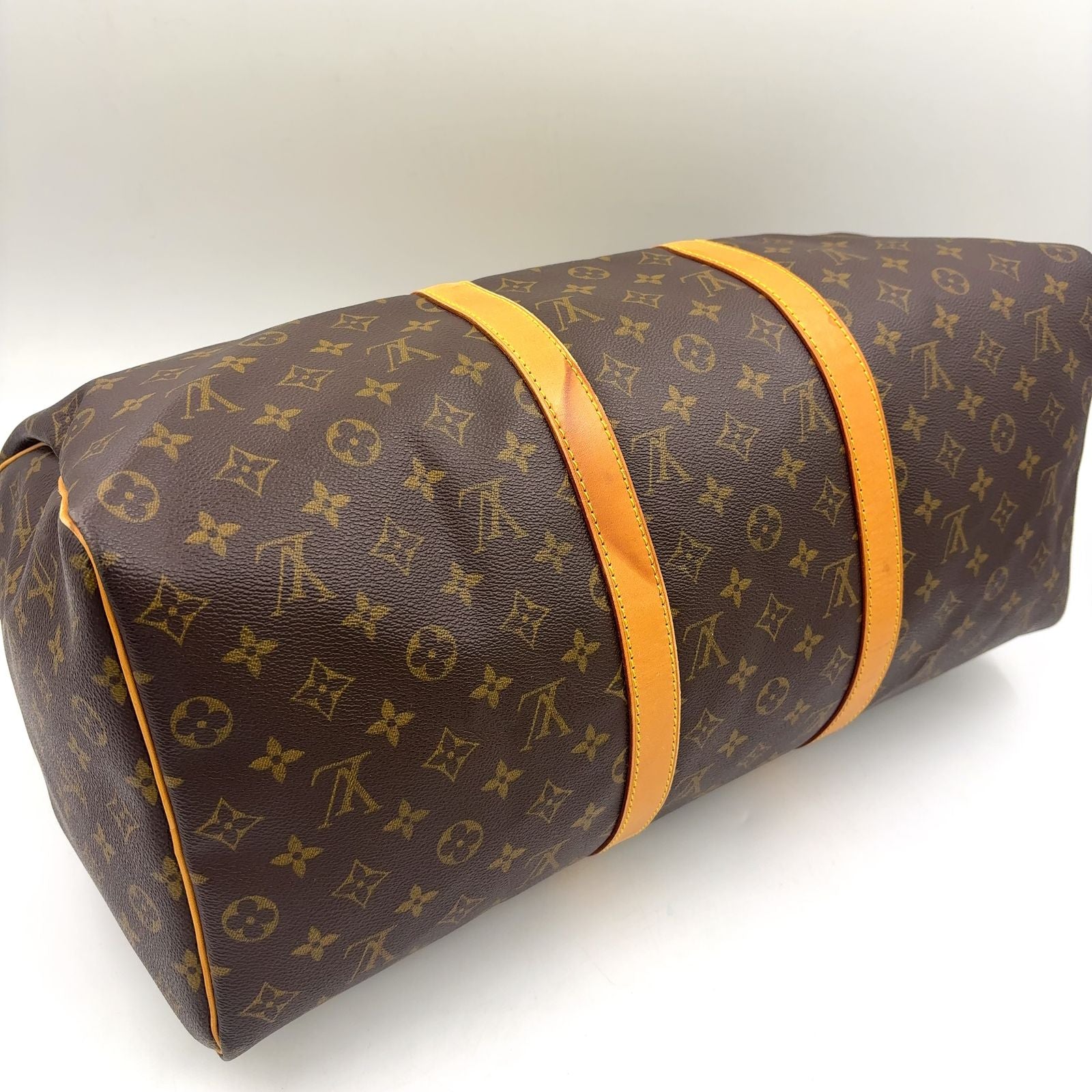 Louis Vuitton Keepall Bandouliere 50 Monogram Leather Brown Boston Bag Gold — view 8