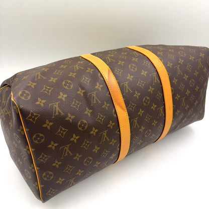 Louis Vuitton Keepall Bandouliere 50 Monogram Leather Brown Boston Bag Gold — view 8