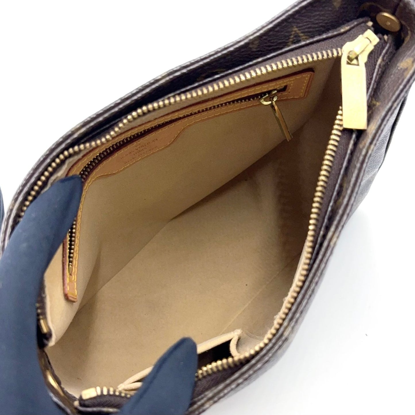 Louis Vuitton Looping MM Monogram Leather Brown Handbag Gold — view 3