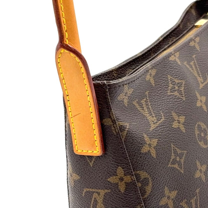 Louis Vuitton Looping MM Monogram Leather Brown Handbag Gold — view 7