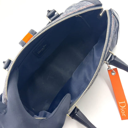 Dior Flight Line Trotter Leather Denim Gray Black Handbag Silver — view 3