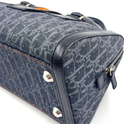 Dior Flight Line Trotter Leather Denim Gray Black Handbag Silver — view 7