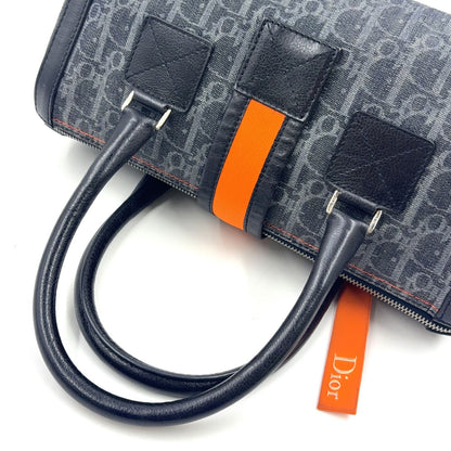 Dior Flight Line Trotter Leather Denim Gray Black Handbag Silver — view 6