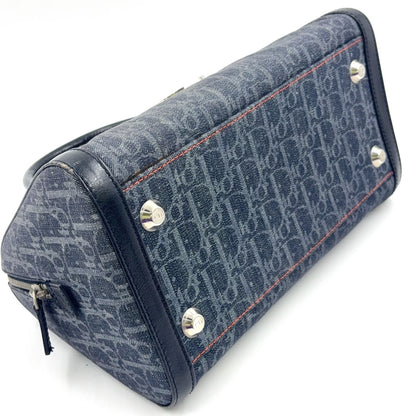 Dior Flight Line Trotter Leather Denim Gray Black Handbag Silver — view 8