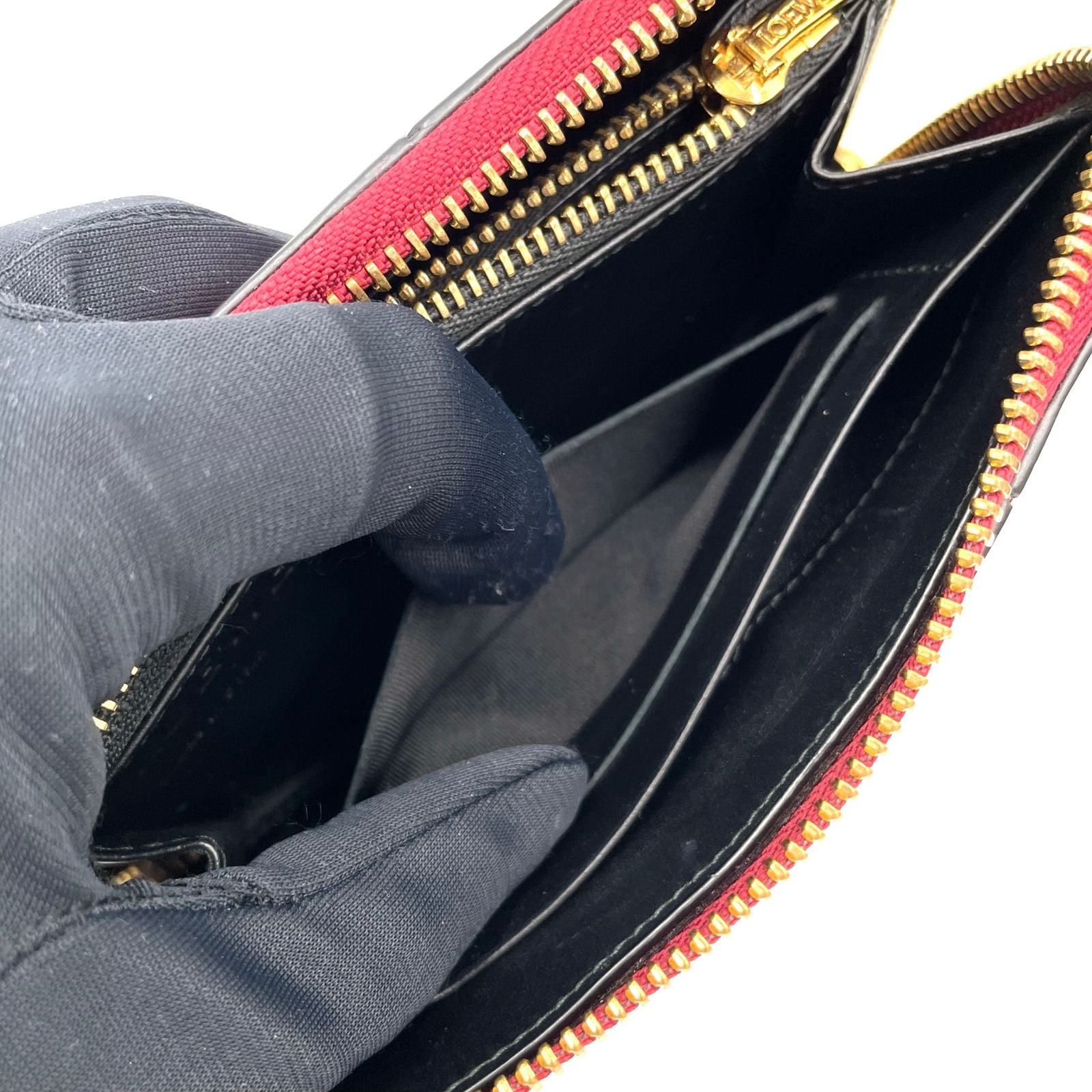 Loewe Puzzle Midi Amzip Leather Multicolor Wallet Gold — view 9