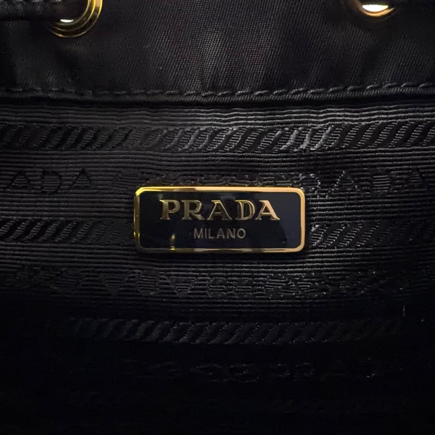 Prada Bucket 2-Way Nylon Black Handbag Gold — view 4