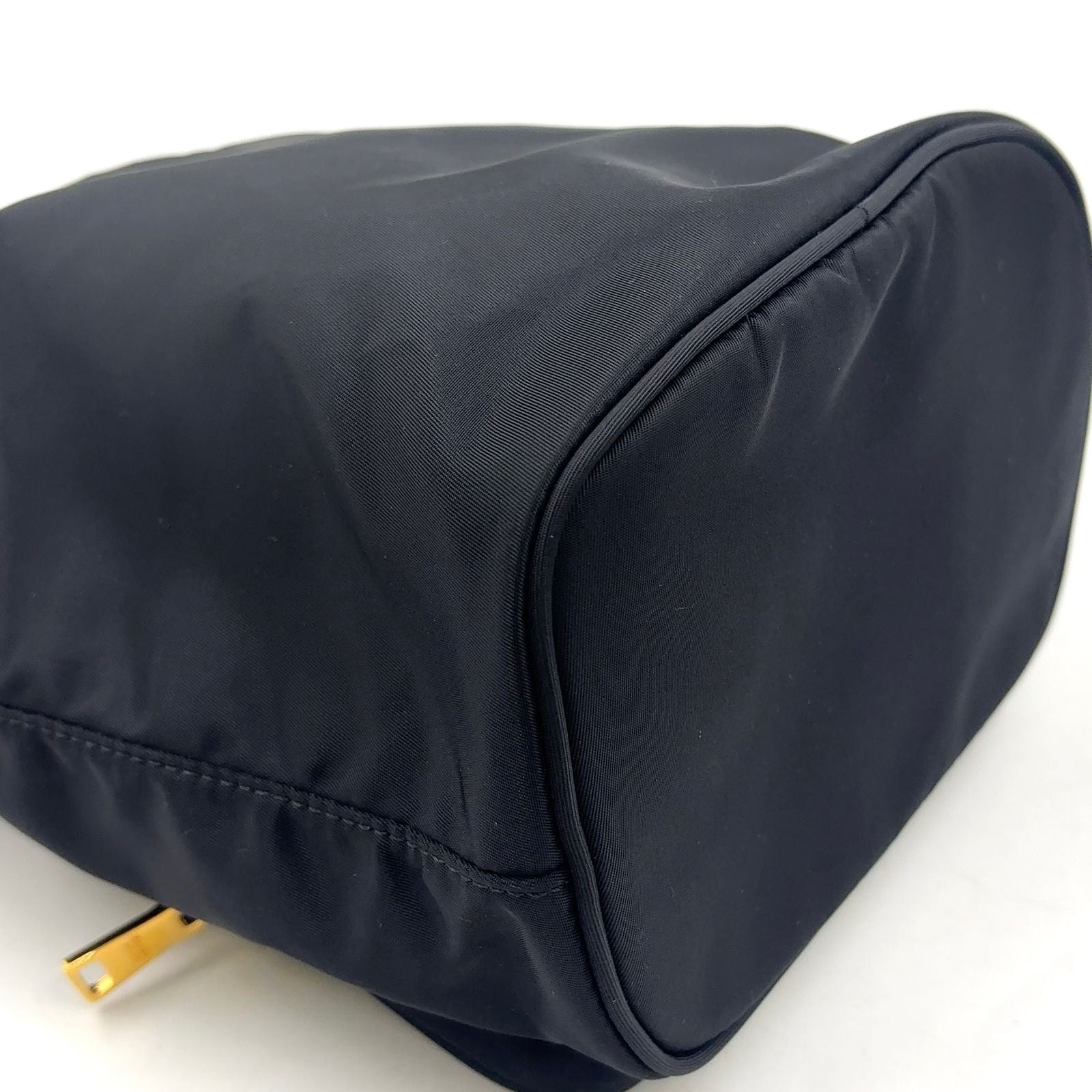 Prada Bucket 2-Way Nylon Black Handbag Gold — view 7