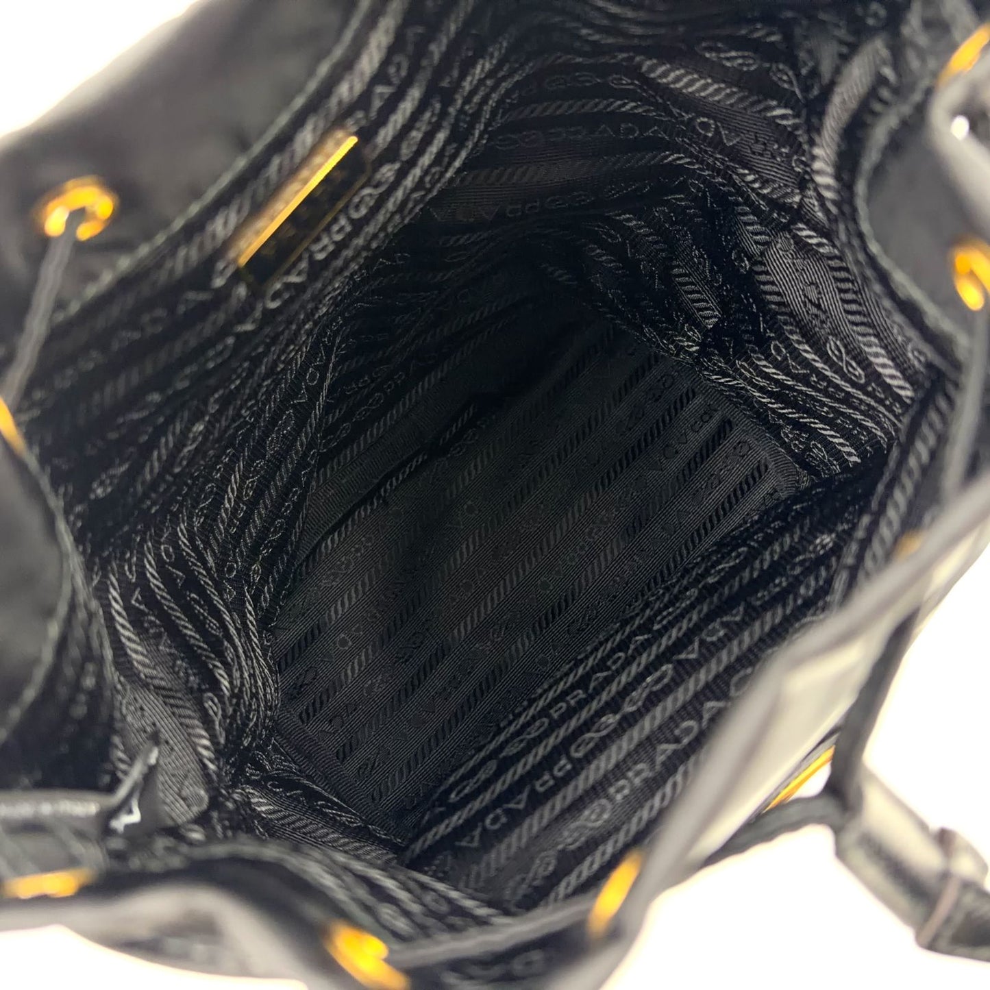 Prada Bucket 2-Way Nylon Black Handbag Gold — view 3