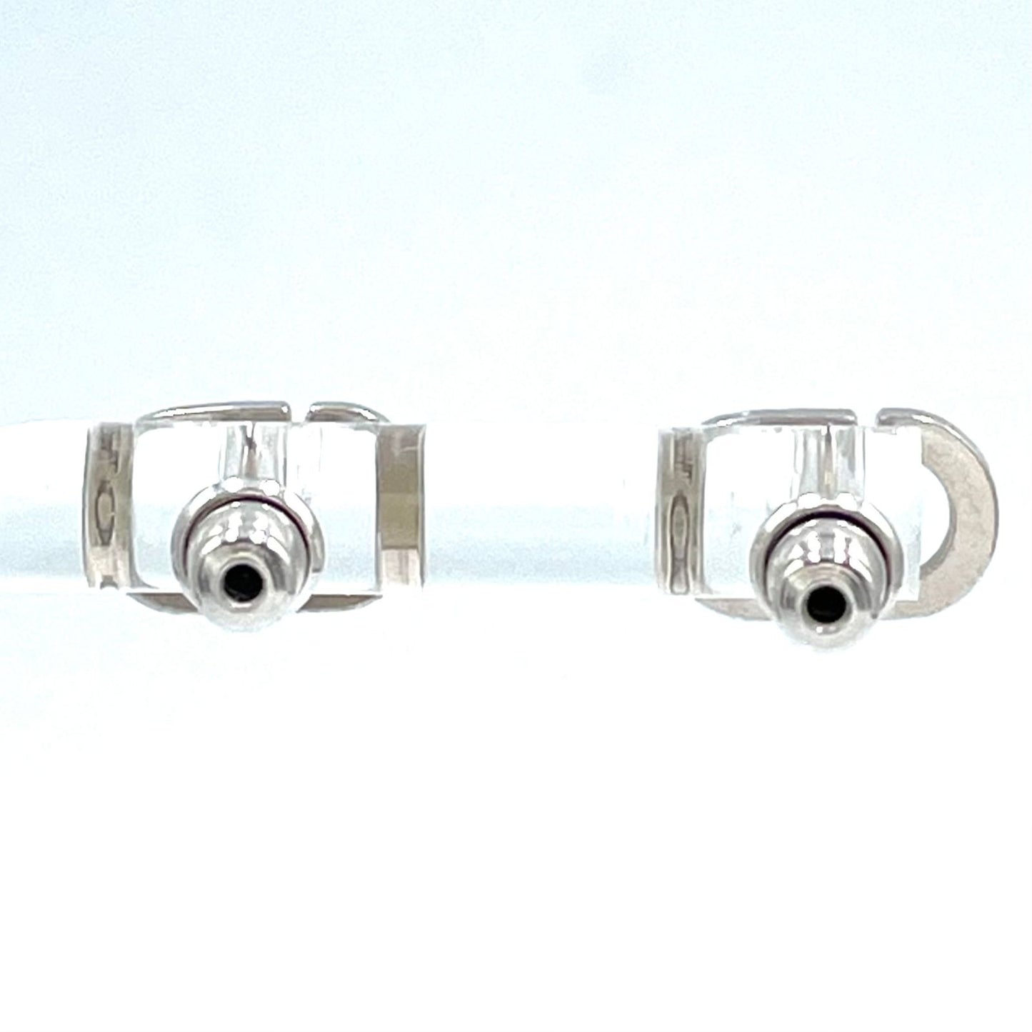 Dior CD Stud Metal Color Stone Clear Silver Earrings — view 4