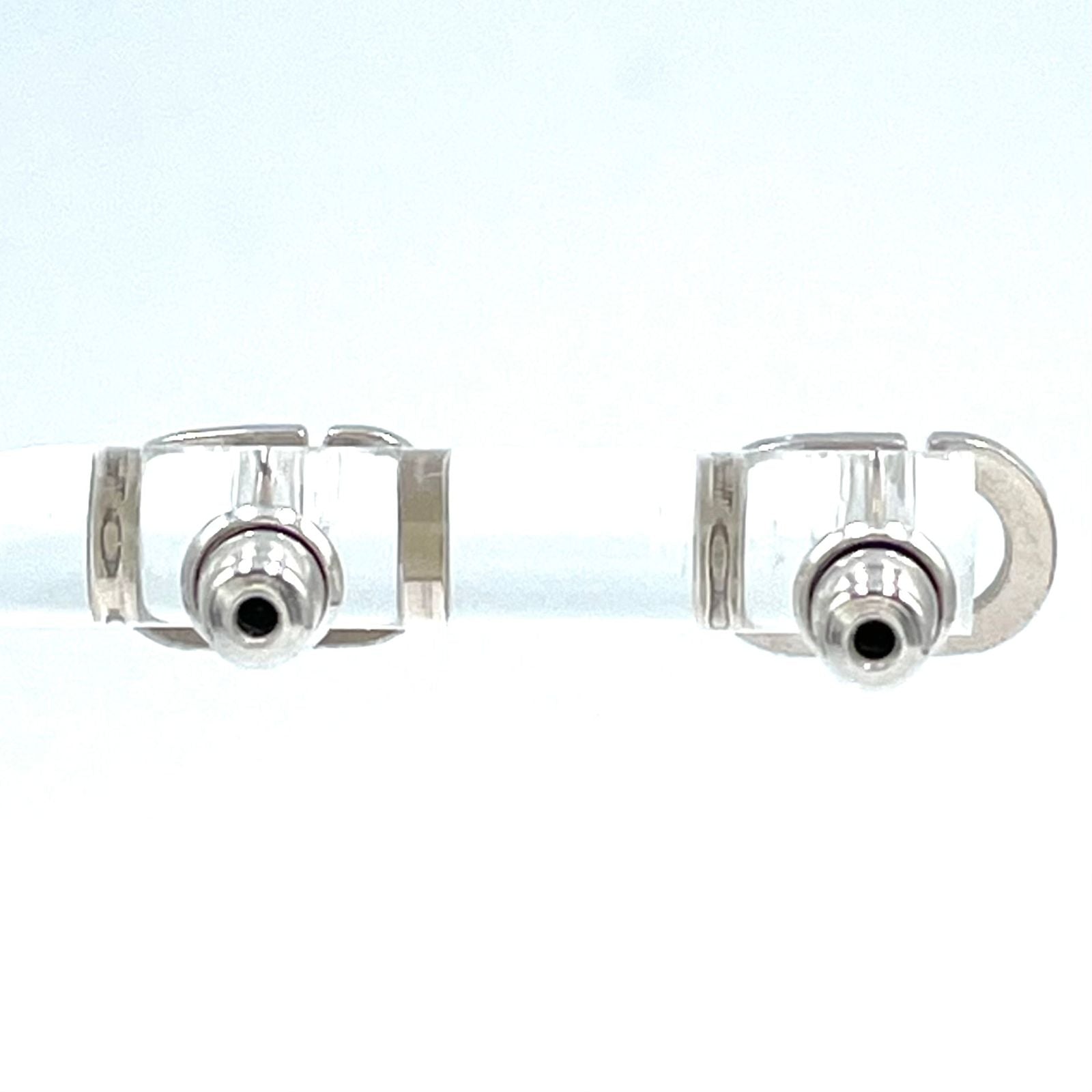 Dior CD Stud Metal Color Stone Clear Silver Earrings — view 4