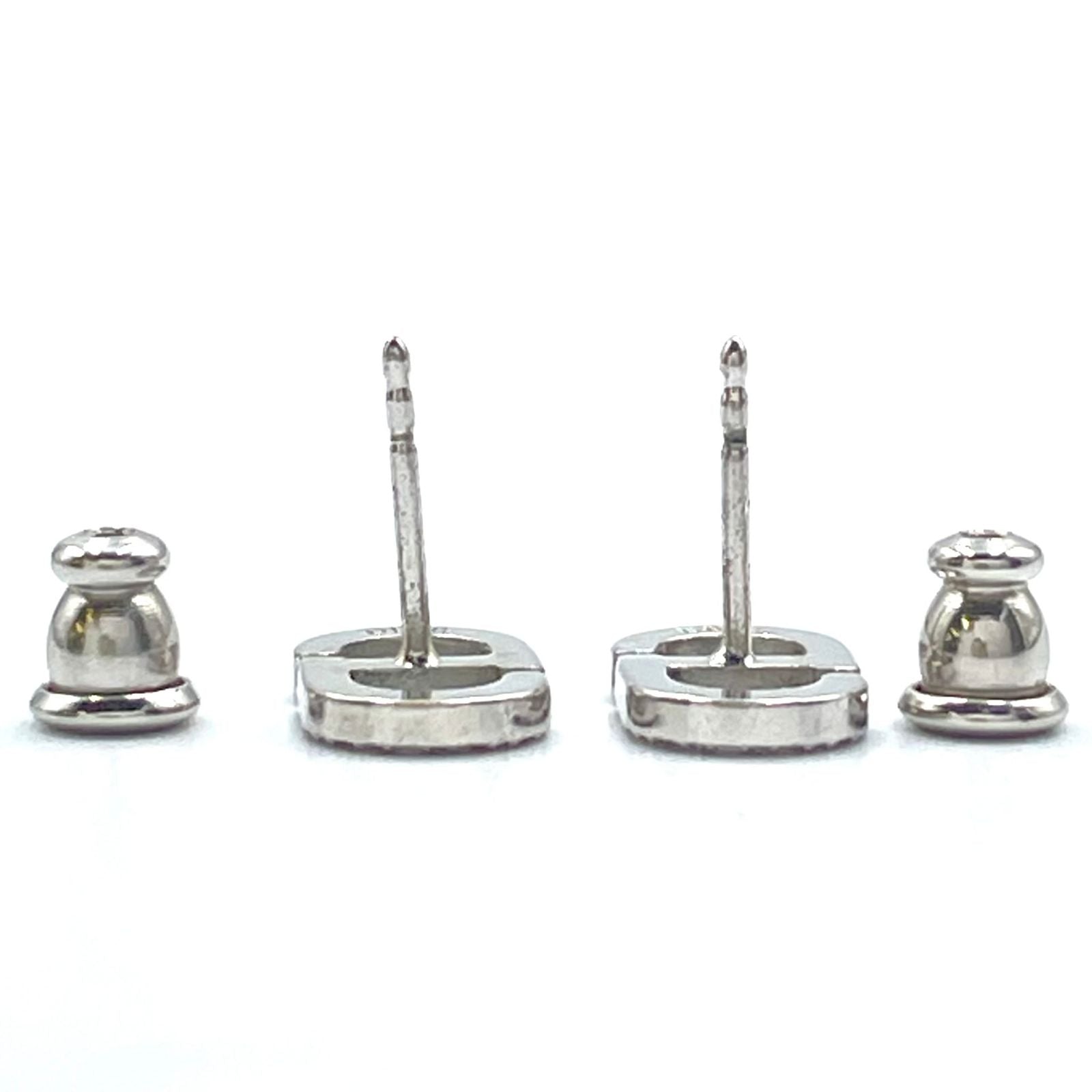 Dior CD Stud Metal Color Stone Clear Silver Earrings — view 7