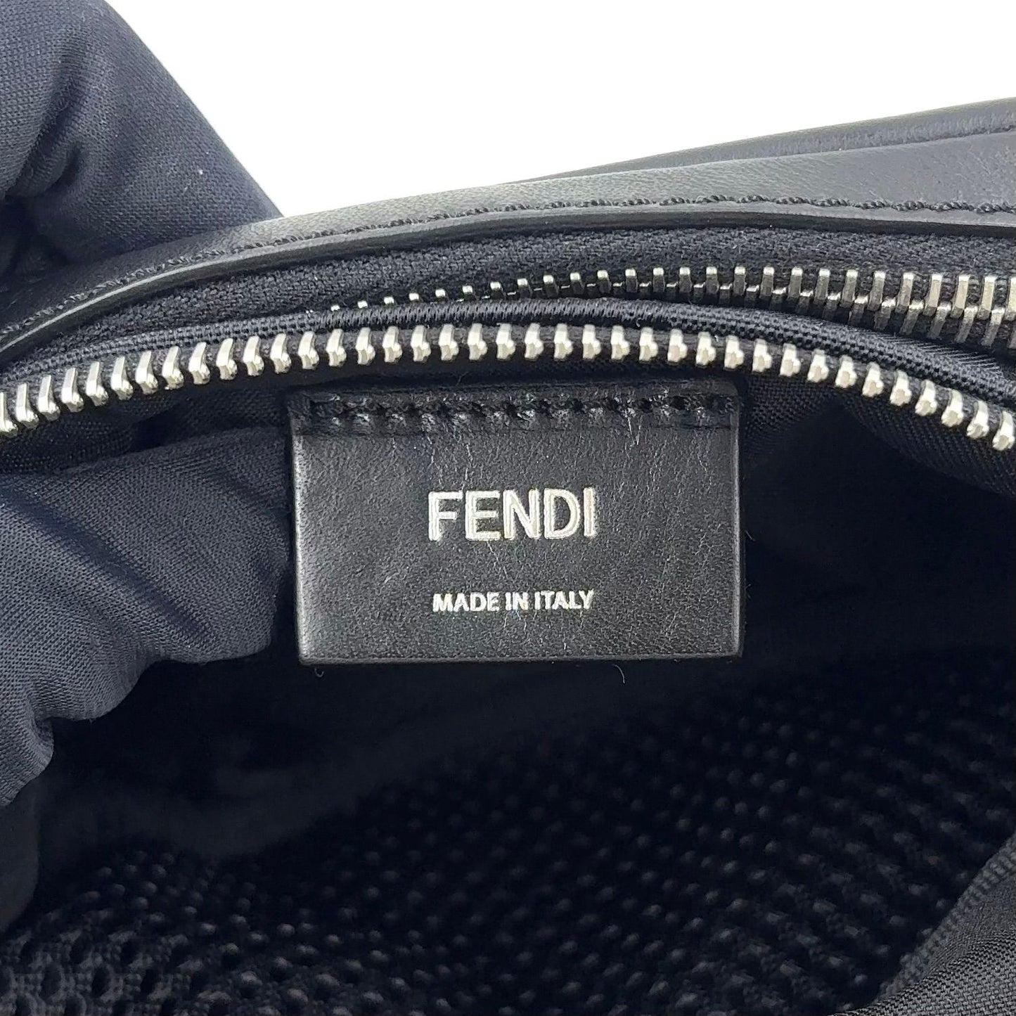 Fendi Logo Leather Nylon Yellow Black Belt Bag Silver — view 4