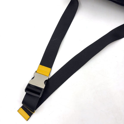 Fendi Logo Leather Nylon Yellow Black Belt Bag Silver — view 5