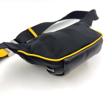 Fendi Logo Leather Nylon Yellow Black Belt Bag Silver — view 6