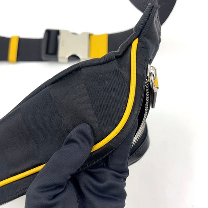 Fendi Logo Leather Nylon Yellow Black Belt Bag Silver — view 9