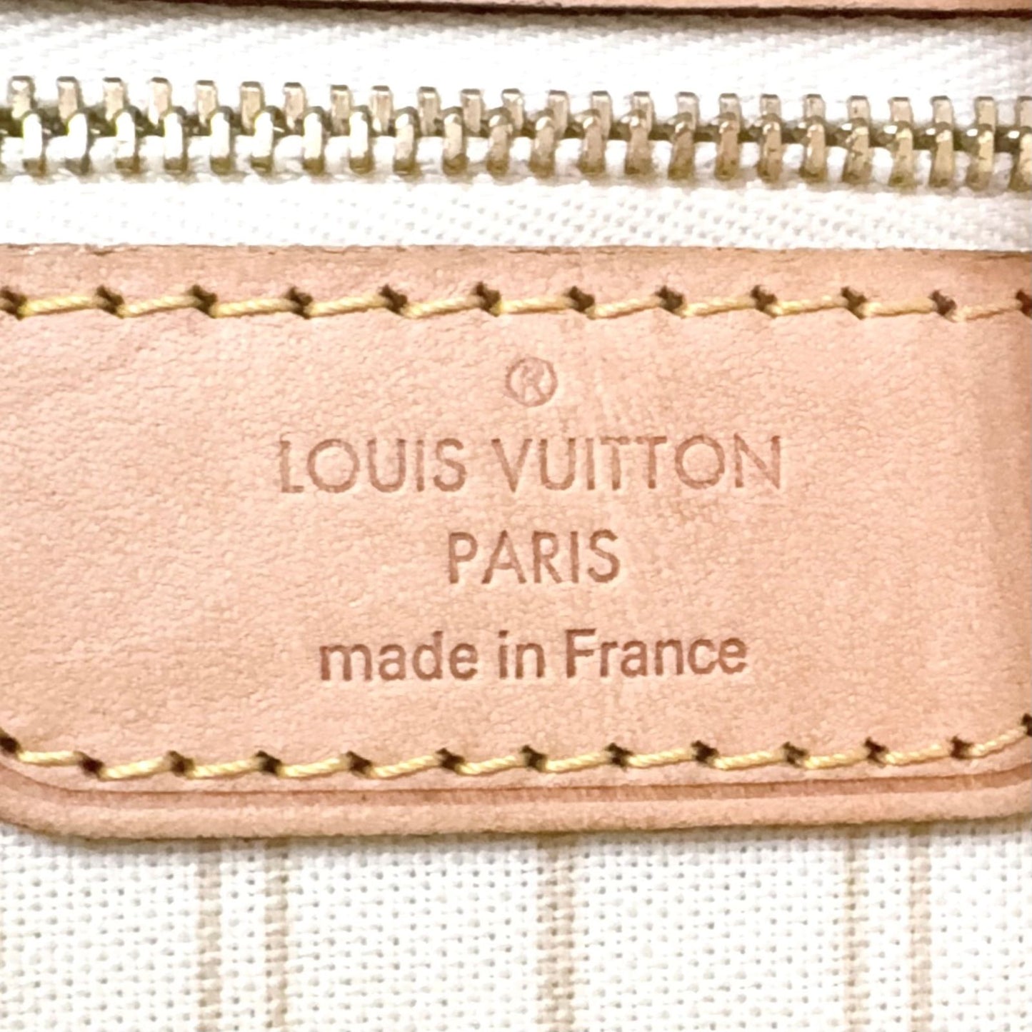 Louis Vuitton Neverfull MM Damier Azur Leather White Tote Gold — view 4
